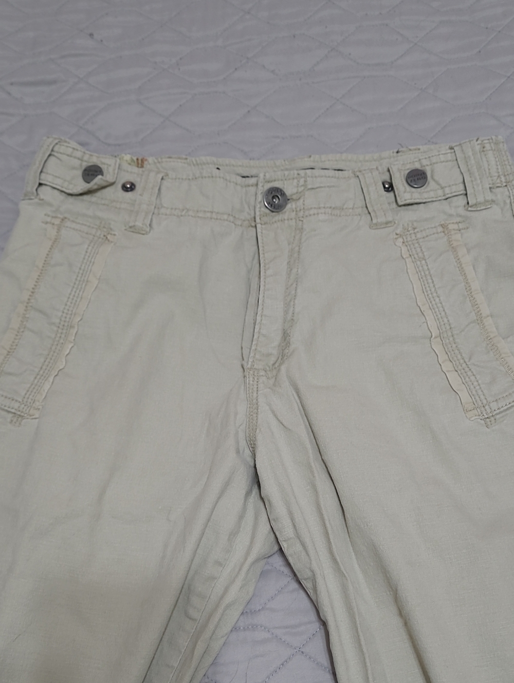 ⭐️ Point Zero Casual Light Beige Wide Leg Utility Cargo Linen/Cotton Pants Sz 30 - Picture 3 of 11
